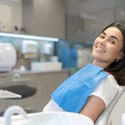 Happy little boy undergoing dental checkup